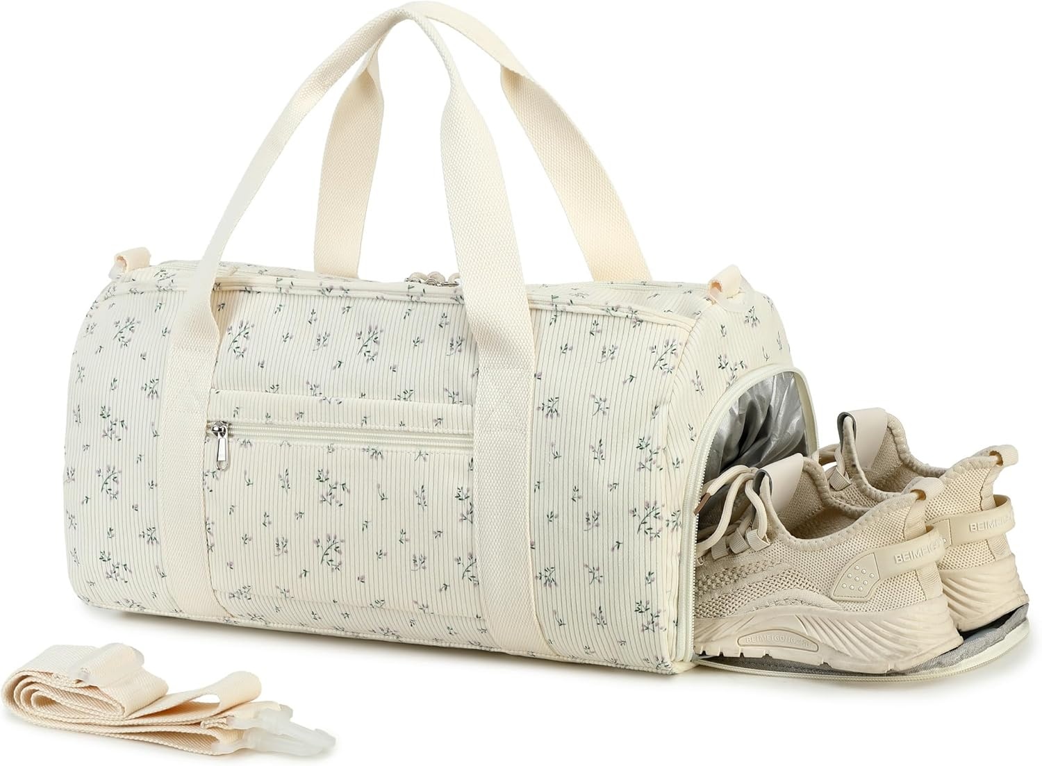 image:imageBTOOP Duffle Bag for Gym Sports Women Girls Workout Travel Bag Weekender with Shoe Compartment and Wet PocketAPurple Flower 177