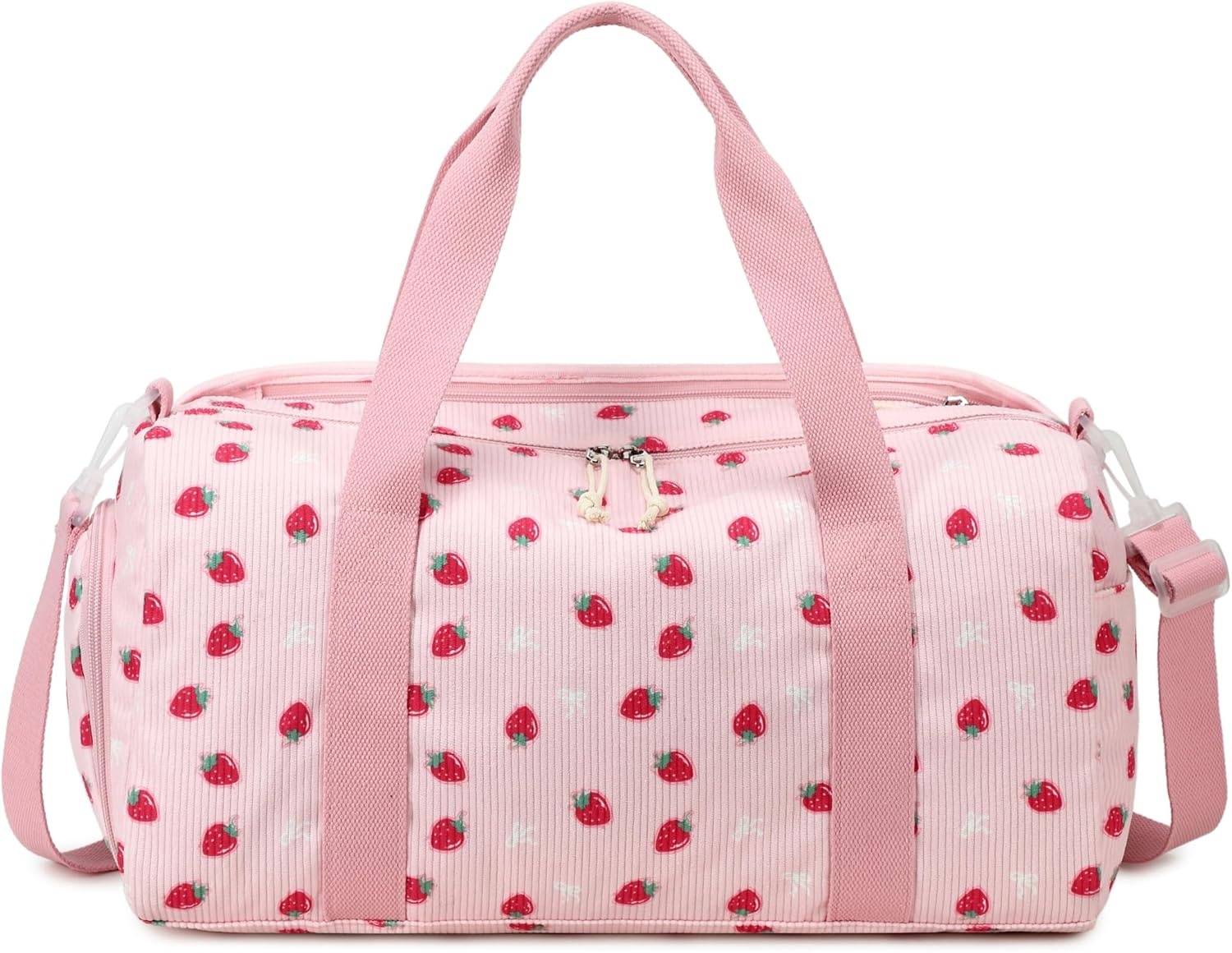 image:imageBTOOP Duffle Bag for Gym Sports Women Girls Workout Travel Bag Weekender with Shoe Compartment and Wet PocketPink Strawberry