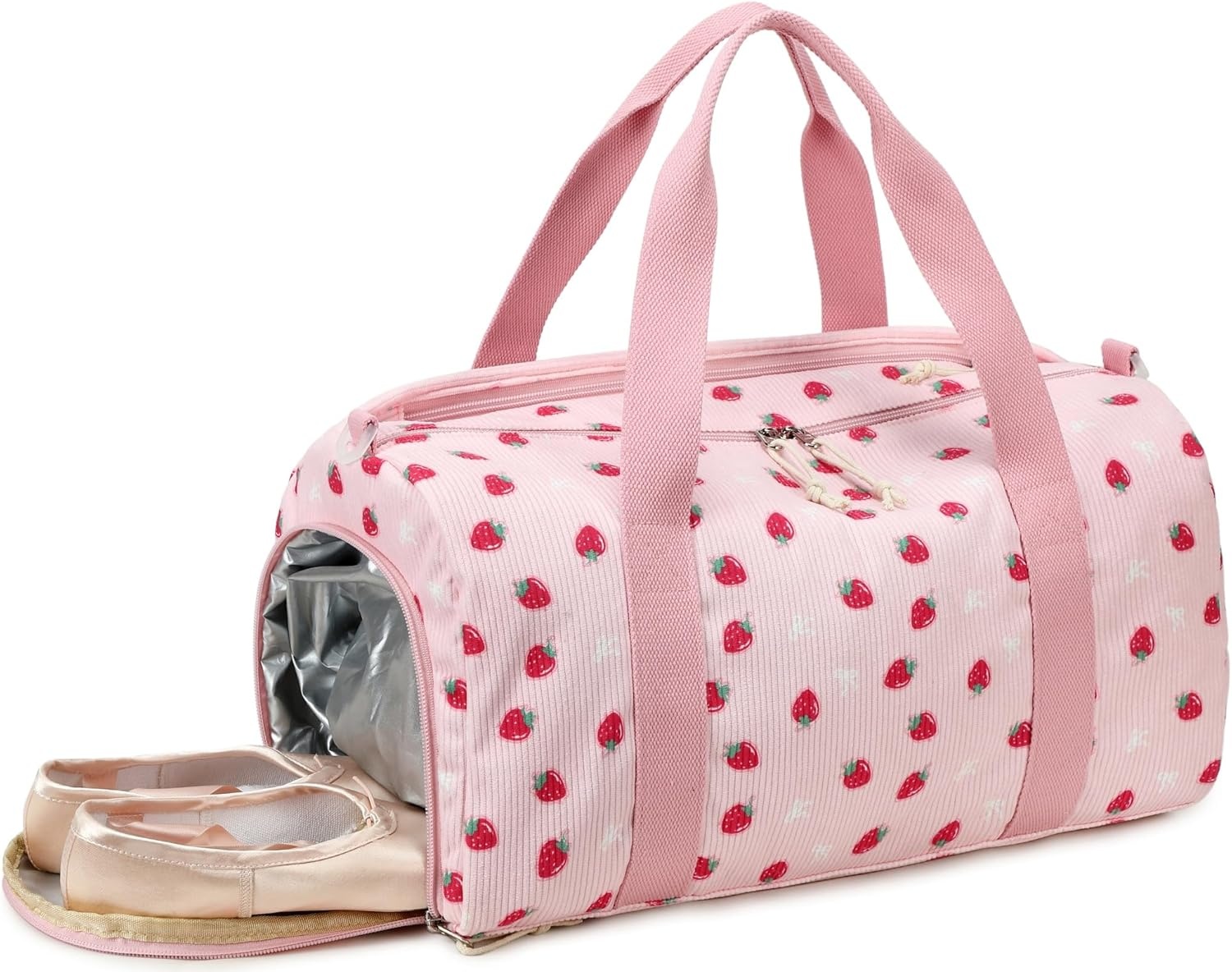 image:imageBTOOP Duffle Bag for Gym Sports Women Girls Workout Travel Bag Weekender with Shoe Compartment and Wet PocketPink Strawberry