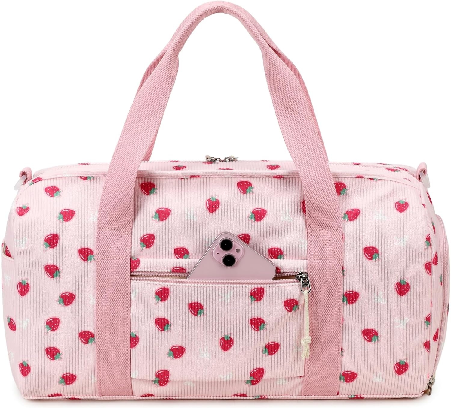 image:imageBTOOP Duffle Bag for Gym Sports Women Girls Workout Travel Bag Weekender with Shoe Compartment and Wet PocketPink Strawberry