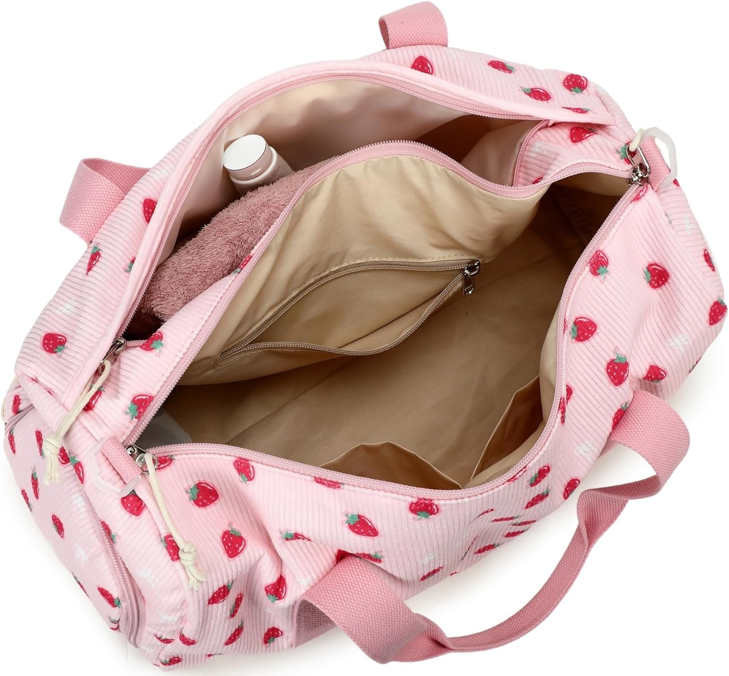 image:imageBTOOP Duffle Bag for Gym Sports Women Girls Workout Travel Bag Weekender with Shoe Compartment and Wet PocketPink Strawberry
