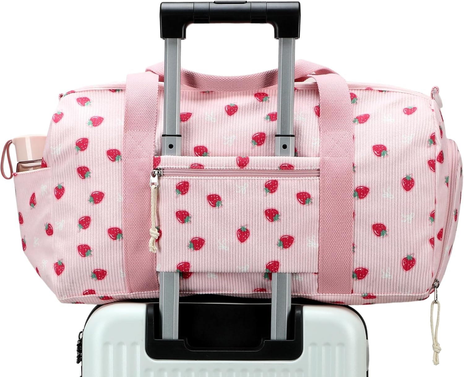image:imageBTOOP Duffle Bag for Gym Sports Women Girls Workout Travel Bag Weekender with Shoe Compartment and Wet PocketPink Strawberry