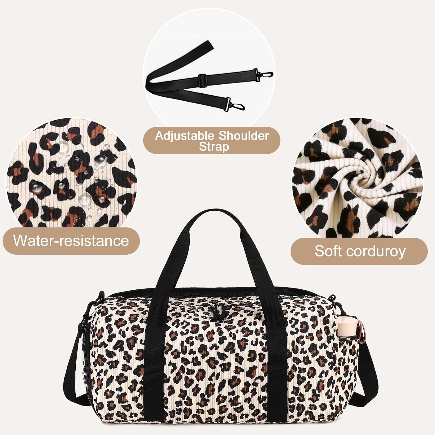 image:imageBTOOP Duffle Bag for Gym Sports Women Girls Workout Travel Bag Weekender with Shoe Compartment and Wet PocketTrendy Leopard Print
