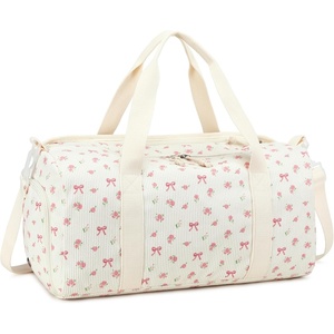 image:imageBTOOP Duffle Bag for Gym Sports Women Girls Workout Travel Bag Weekender with Shoe Compartment and Wet PocketAPink BowFloral