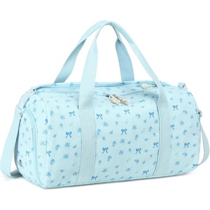 image:imageBTOOP Duffle Bag for Gym Sports Women Girls Workout Travel Bag Weekender with Shoe Compartment and Wet PocketBlue BowFloral