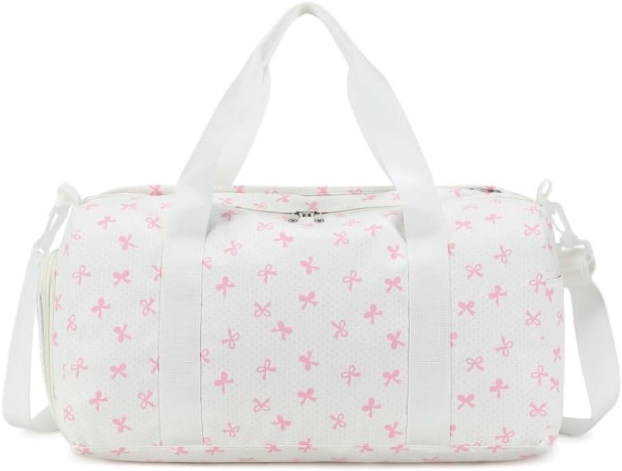 image:imageBTOOP Duffle Bag for Girls Kids Gym Sports Women Workout Travel Bag Weekender with Shoe Compartment and Wet Pocket BluePink Bow