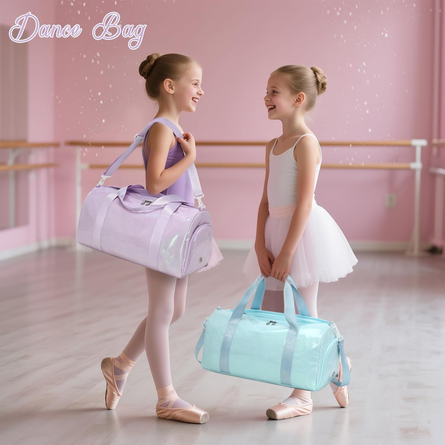 image:imageBTOOP Duffle Bag for Girls Kids Gym Sports Women Workout Travel Bag Weekender with Shoe Compartment and Wet Pocket BluePurple
