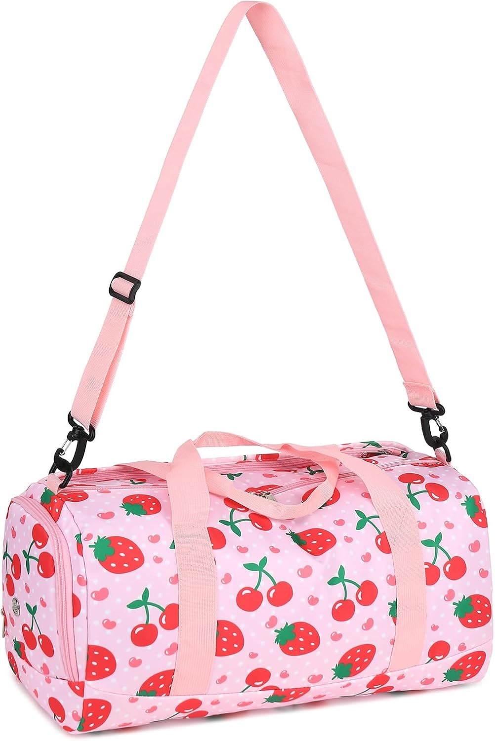 image:imageBTOOP Duffle Bag for Girls Kids Gym Sports Women Workout Travel Bag Weekender with Shoe Compartment and Wet Pocket BlueStrawberry CherryPink