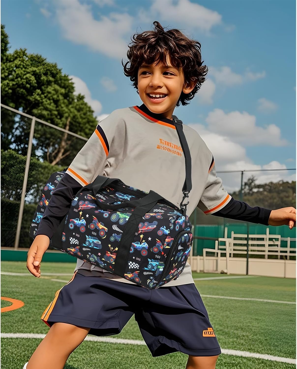 image:imageBTOOP Duffle Bag for Girls Kids Gym Sports Women Workout Travel Bag Weekender with Shoe Compartment and Wet Pocket BlueTruckBlack