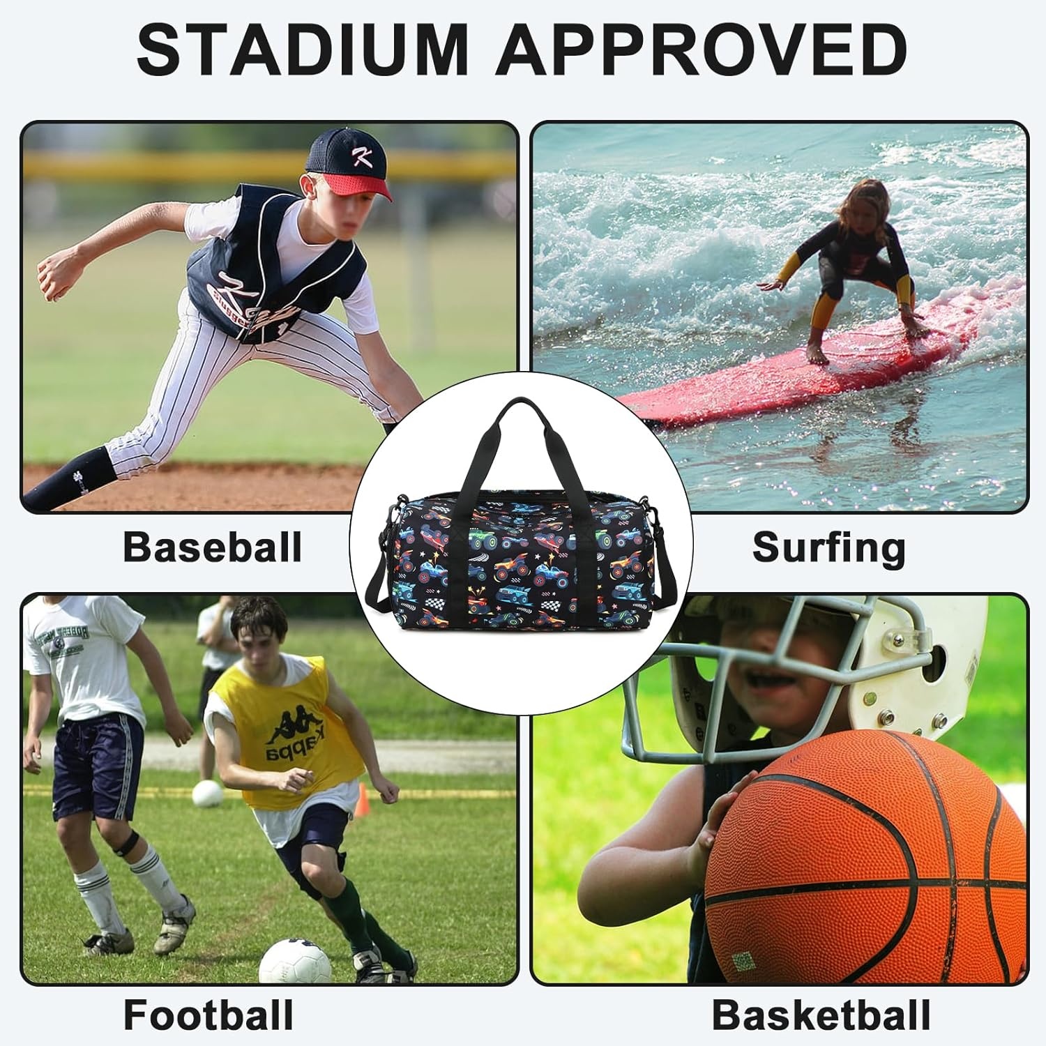 image:imageBTOOP Duffle Bag for Girls Kids Gym Sports Women Workout Travel Bag Weekender with Shoe Compartment and Wet Pocket BlueTruckBlack