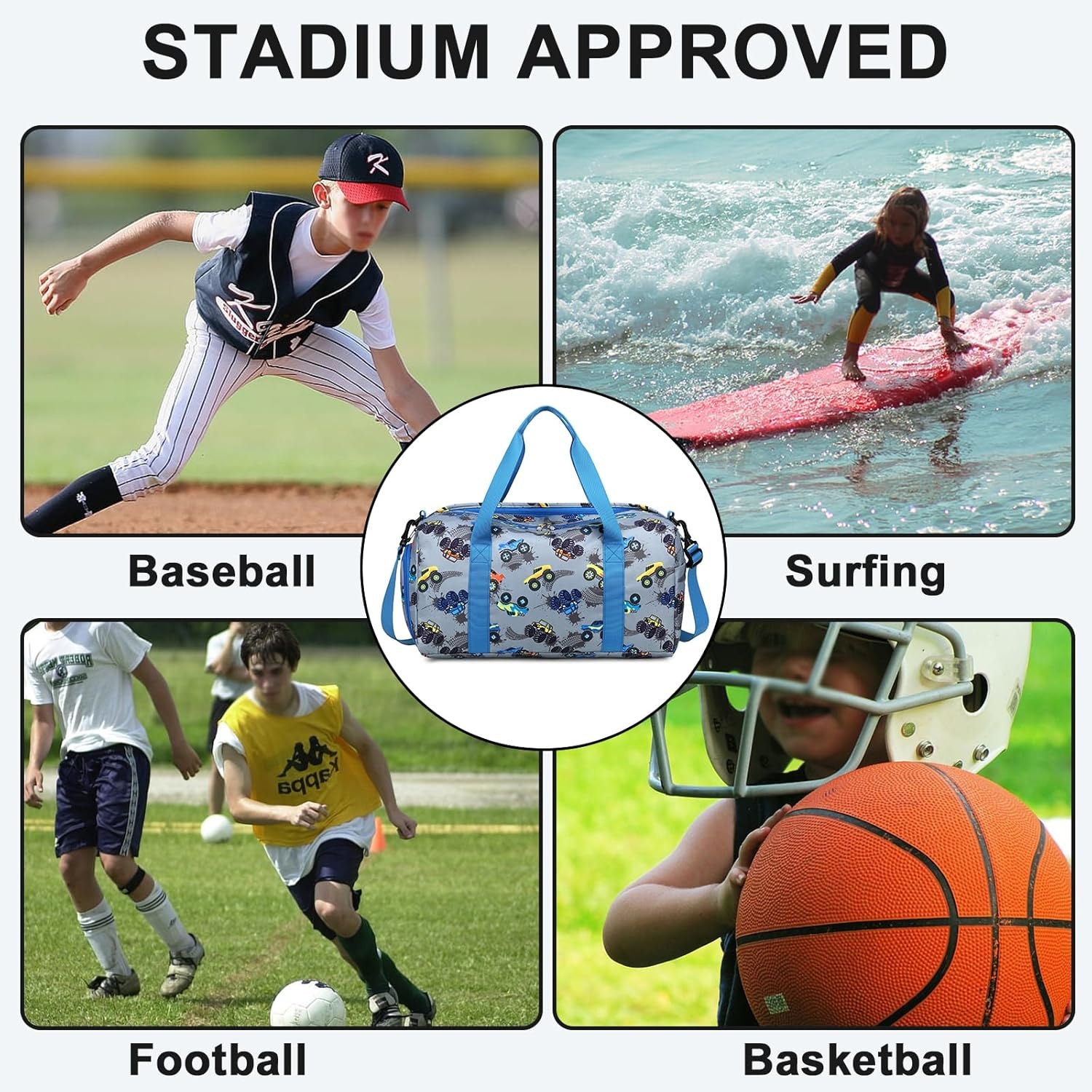 image:imageBTOOP Duffle Bag for Girls Kids Gym Sports Women Workout Travel Bag Weekender with Shoe Compartment and Wet Pocket BlueTruckBlue
