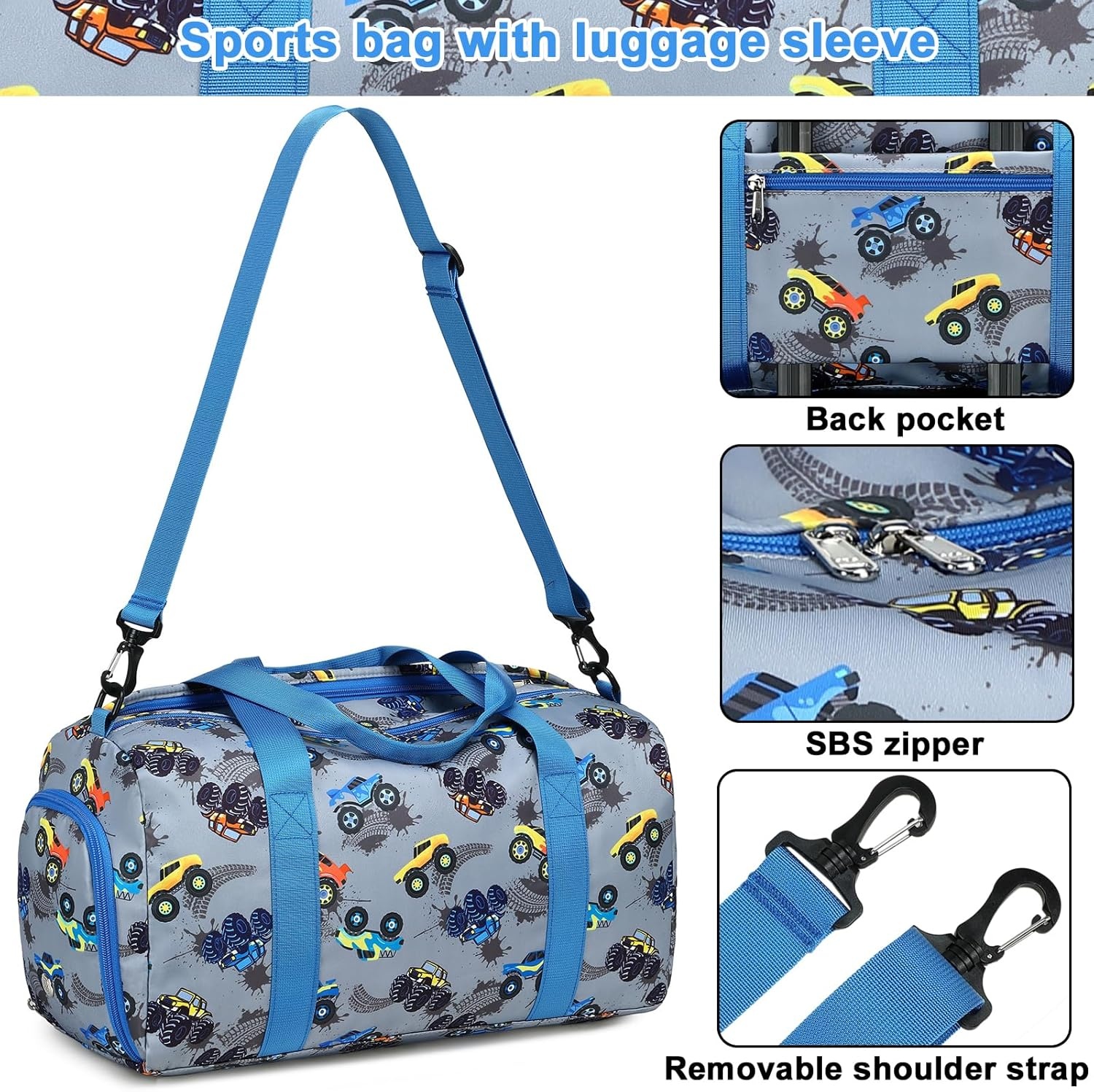image:imageBTOOP Duffle Bag for Girls Kids Gym Sports Women Workout Travel Bag Weekender with Shoe Compartment and Wet Pocket BlueTruckBlue