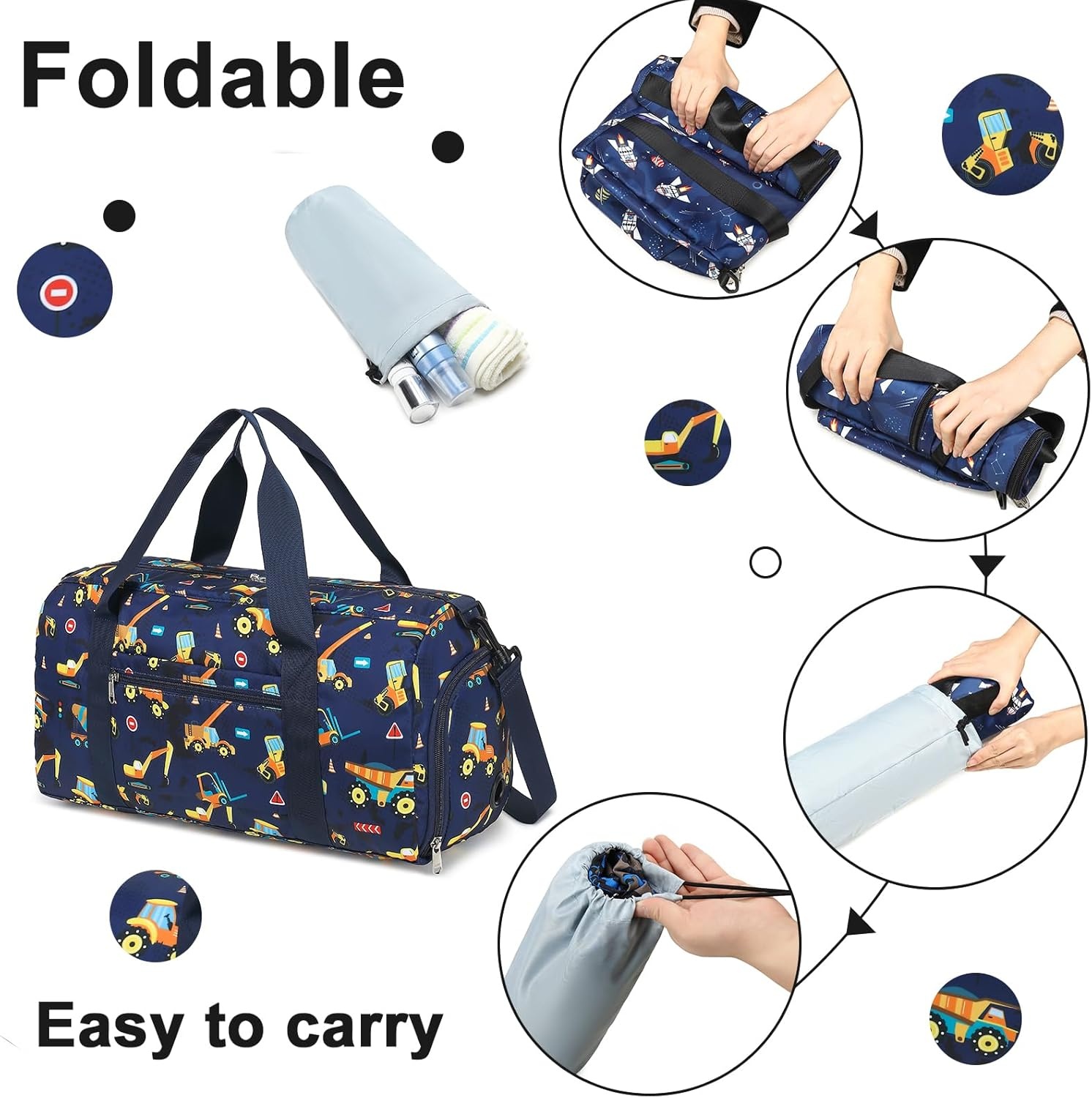 image:imageBTOOP Duffle Bag for Girls Kids Gym Sports Women Workout Travel Bag Weekender with Shoe Compartment and Wet Pocket BlueTruckNavy blue