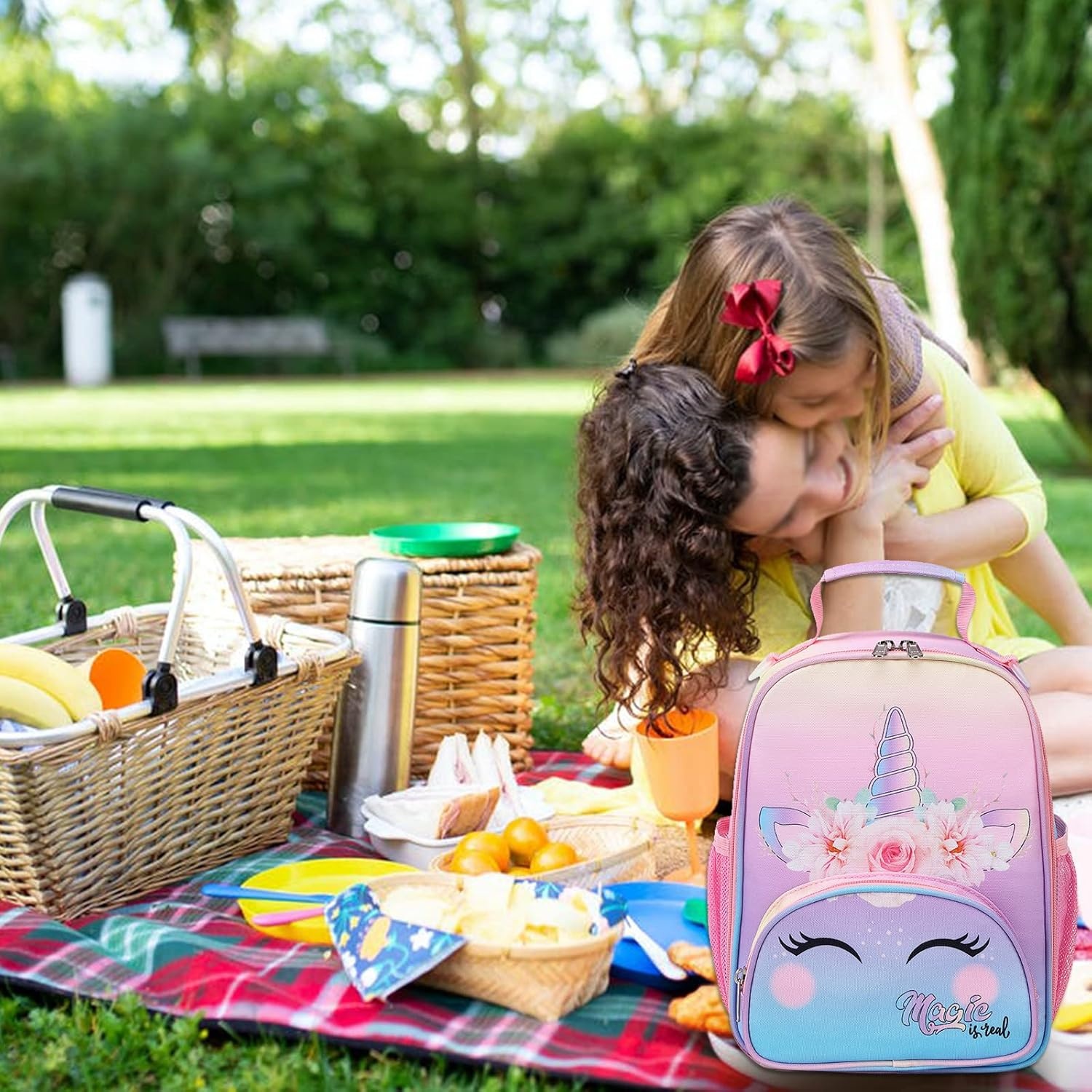 image:imageBTOOP Lunch Box Kids Girls Insulated Lunch Bag Cute Reusable Thermal Meal Cooler Tote Bags with Removable Shoulder Strap for School Travel