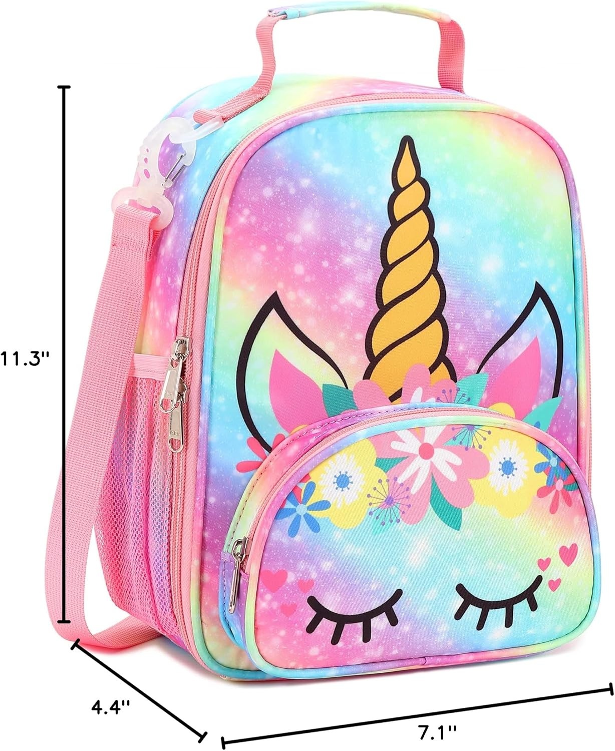 image:imageBTOOP Lunch Box Kids Girls Insulated Lunch Bag Toddler Cute Reusable Thermal Meal Cooler Tote Bags with Removable Shoulder Strap for School Travel ORainbow