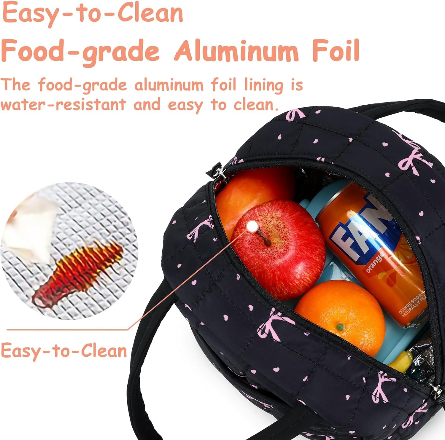 image:imageBTOOP Lunch Box for Women Girls Insulated Lunch Bag Cute Corduroy Lunchbox Adults Small Lunch Tote Bags Reusable Cooler for Work Office School Picnic TravelPink Bow