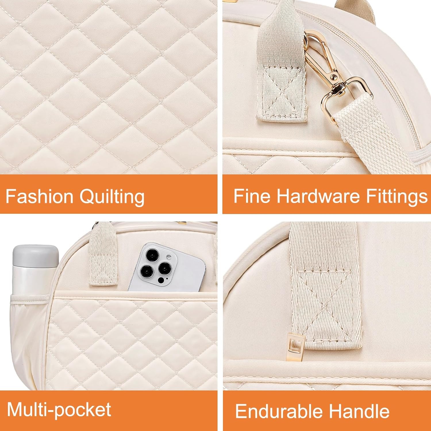 image:imageBTOOP Lunch Box for Women Men Insulated Lunch Bag Quilted Lunchbox Cute Adult Lunch Tote with Adjustable Shoulder Strap Reusable Lunch Bags Water Resistant for Travel Work Picnic BeigeBeige