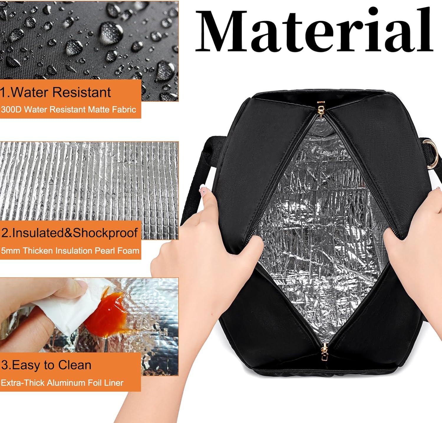 image:imageBTOOP Lunch Box for Women Men Insulated Lunch Bag Quilted Lunchbox Cute Adult Lunch Tote with Adjustable Shoulder Strap Reusable Lunch Bags Water Resistant for Travel Work Picnic BeigeBlack