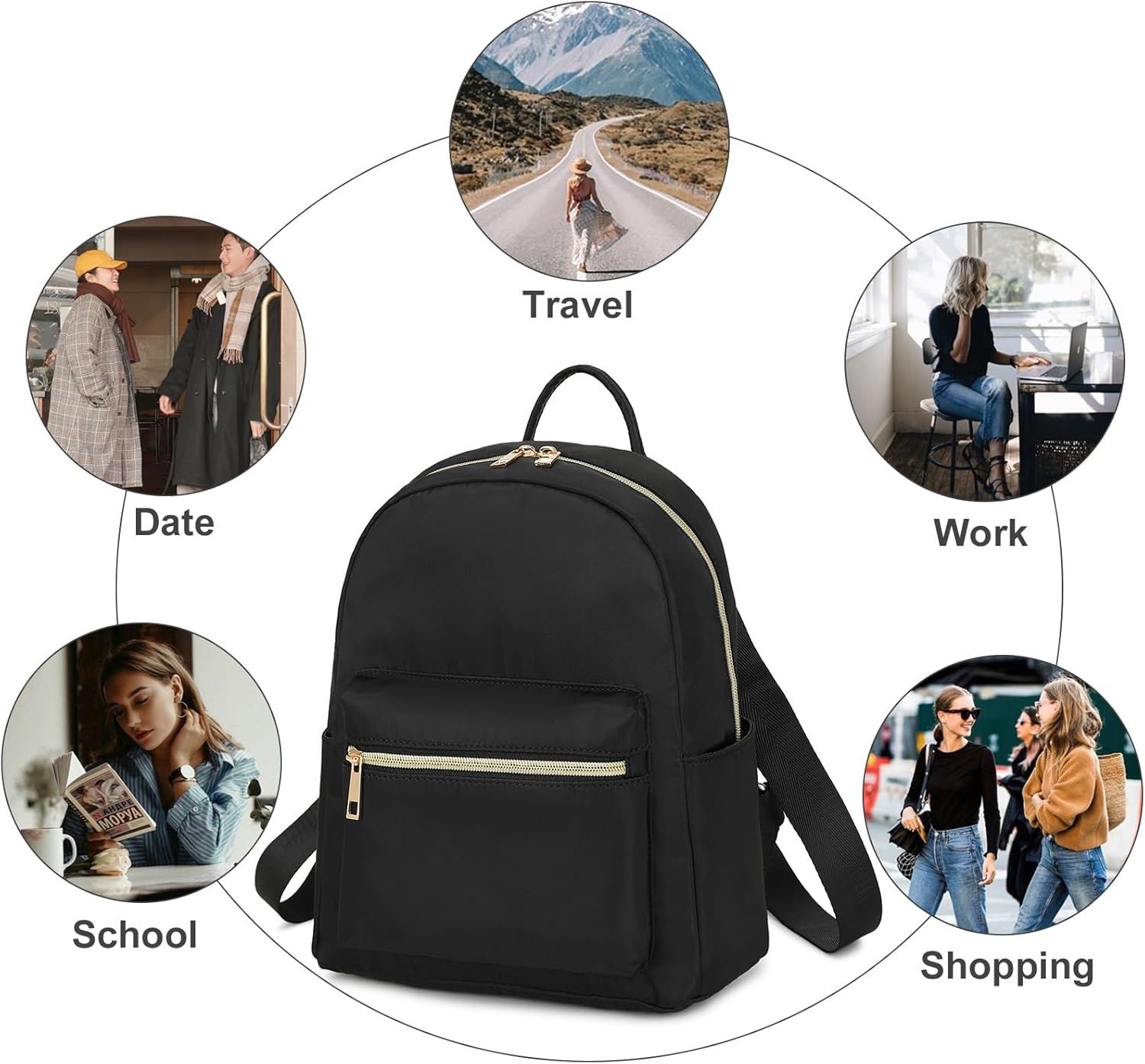 image:imageBTOOP Mini Backpack Women Girls Waterresistant Small Backpack Purse Shoulder Bag for Womens Adult Kids School TravelBlack