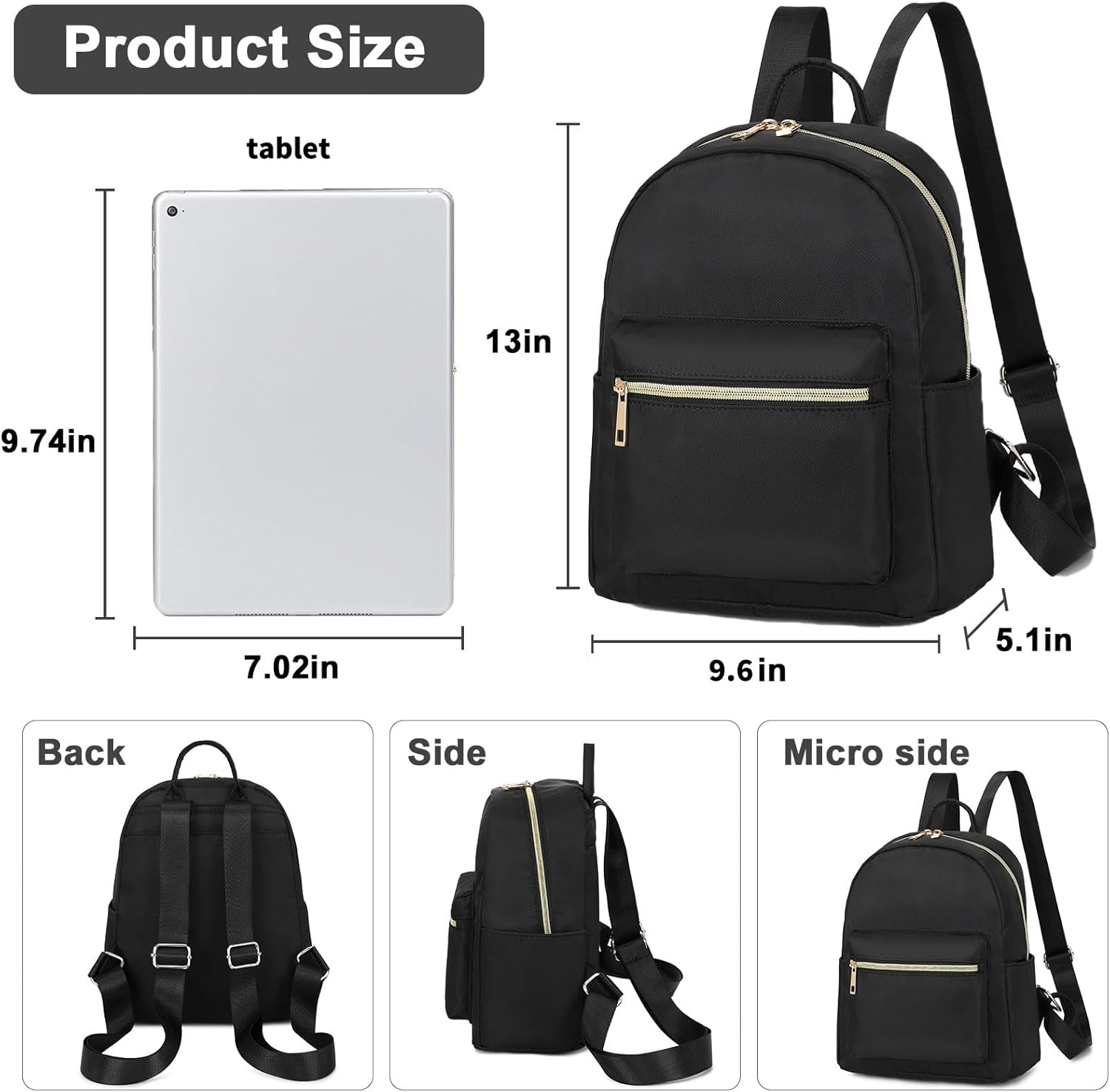 image:imageBTOOP Mini Backpack Women Girls Waterresistant Small Backpack Purse Shoulder Bag for Womens Adult Kids School TravelBlack