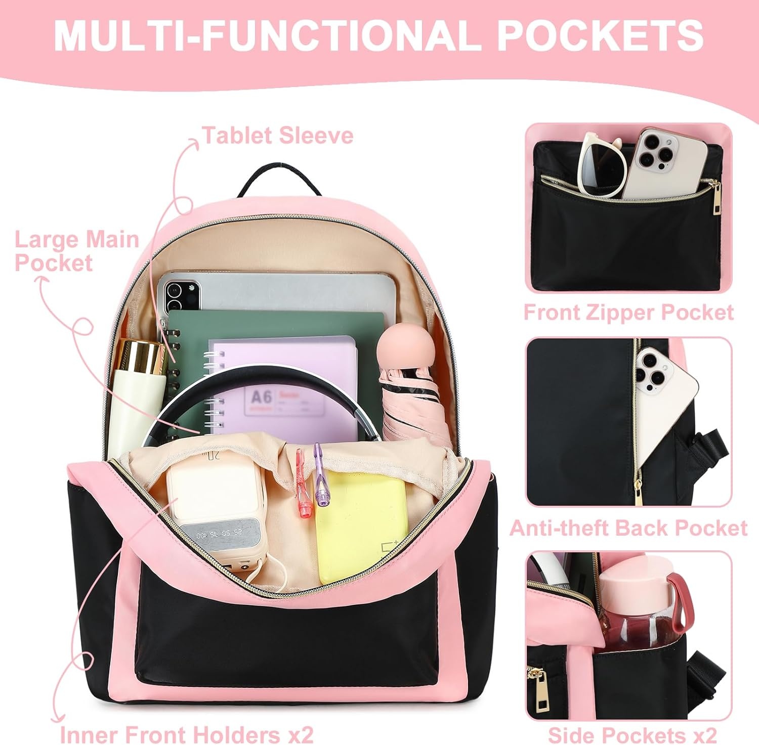 image:imageBTOOP Mini Backpack Women Girls Waterresistant Small Backpack Purse Shoulder Bag for Womens Adult Kids School TravelBlackpink