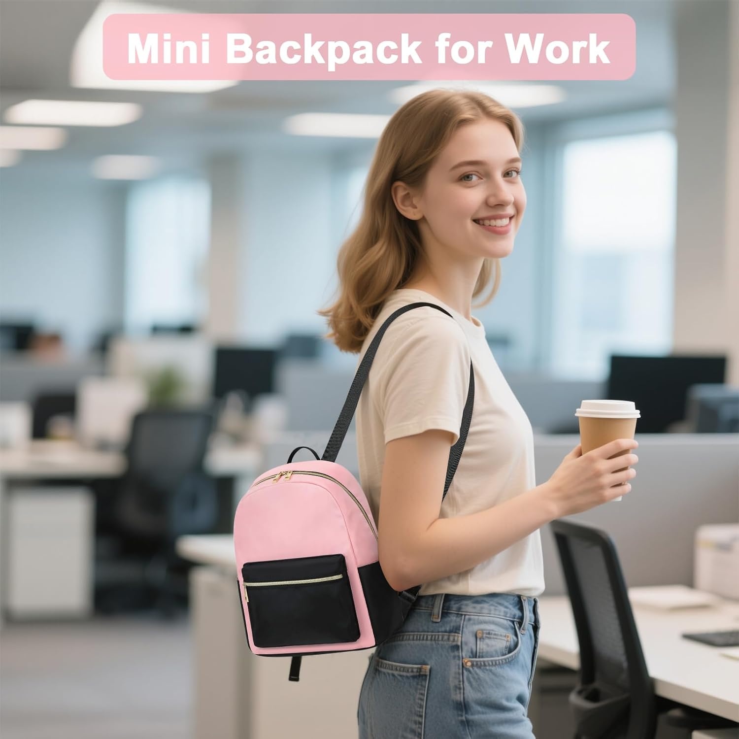 image:imageBTOOP Mini Backpack Women Girls Waterresistant Small Backpack Purse Shoulder Bag for Womens Adult Kids School TravelBlackpink