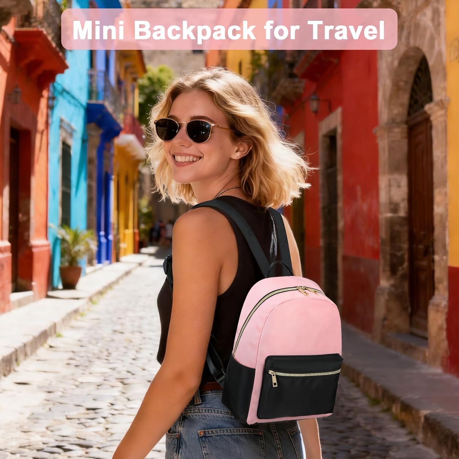 image:imageBTOOP Mini Backpack Women Girls Waterresistant Small Backpack Purse Shoulder Bag for Womens Adult Kids School TravelBlackpink