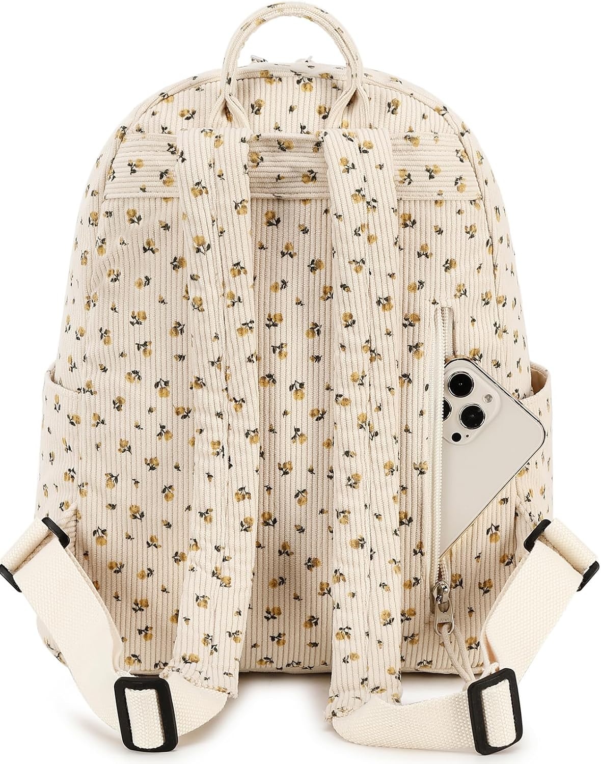 image:imageBTOOP Mini Backpack Women Girls Waterresistant Small Backpack Purse Shoulder Bag for Womens Adult Kids School TravelCorduroybeige Floral