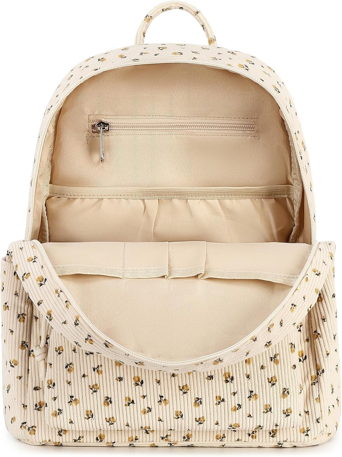 image:imageBTOOP Mini Backpack Women Girls Waterresistant Small Backpack Purse Shoulder Bag for Womens Adult Kids School TravelCorduroybeige Floral