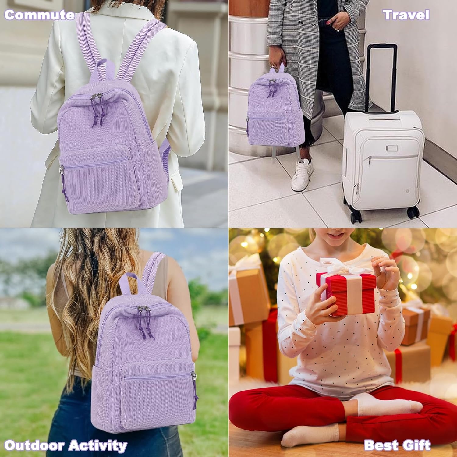 image:imageBTOOP Mini Backpack Women Girls Waterresistant Small Backpack Purse Shoulder Bag for Womens Adult Kids School TravelCorduroypurple