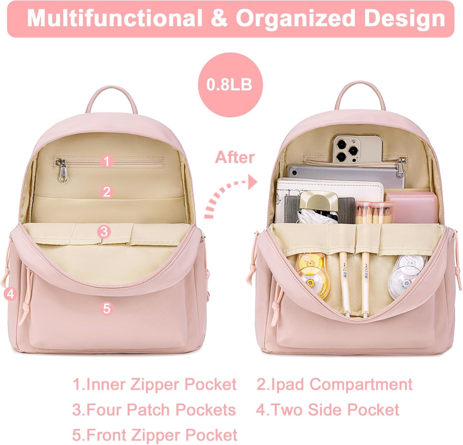 image:imageBTOOP Mini Backpack Women Girls Waterresistant Small Backpack Purse Shoulder Bag for Womens Adult Kids School TravelPink