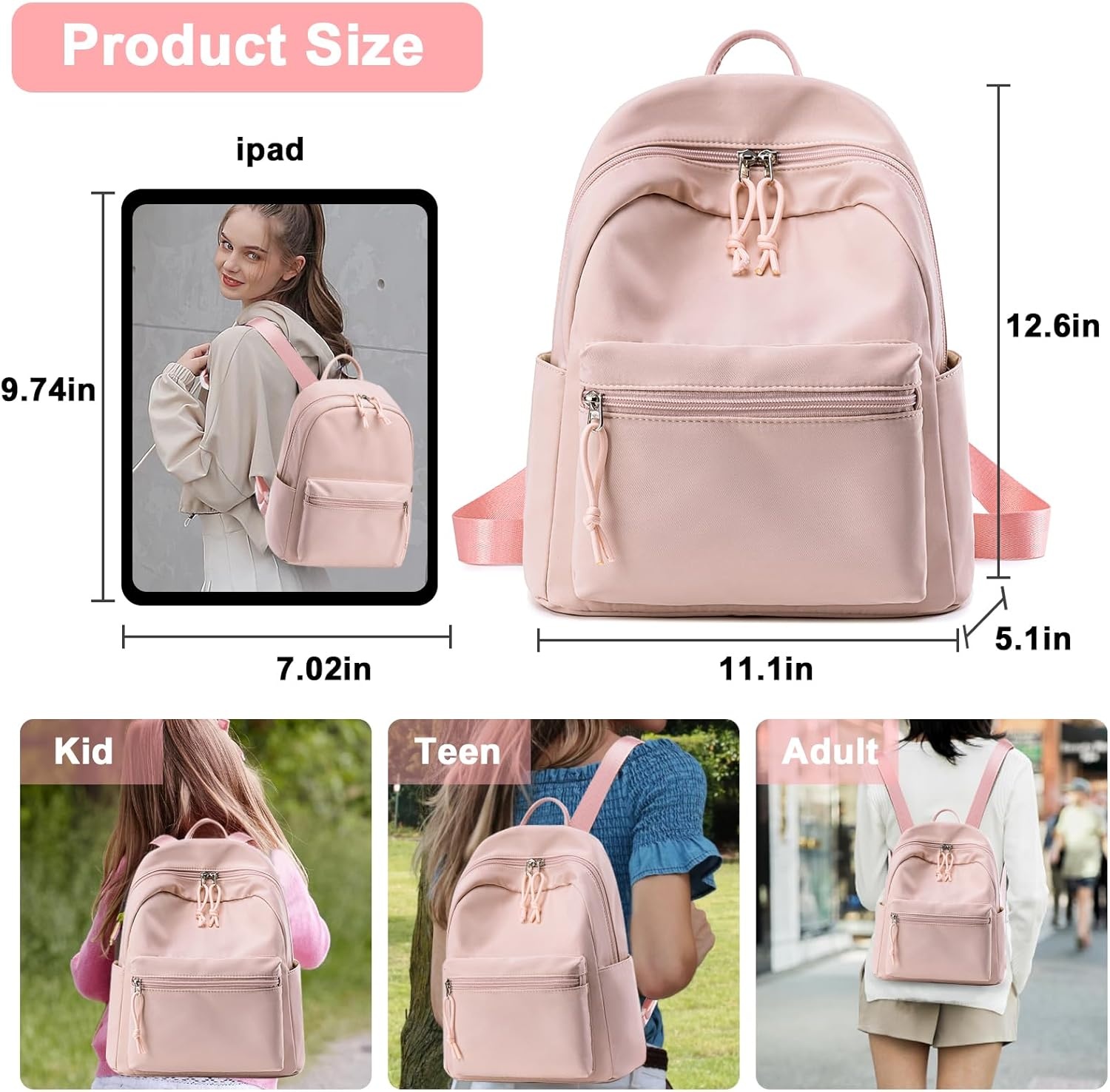image:imageBTOOP Mini Backpack Women Girls Waterresistant Small Backpack Purse Shoulder Bag for Womens Adult Kids School TravelPink
