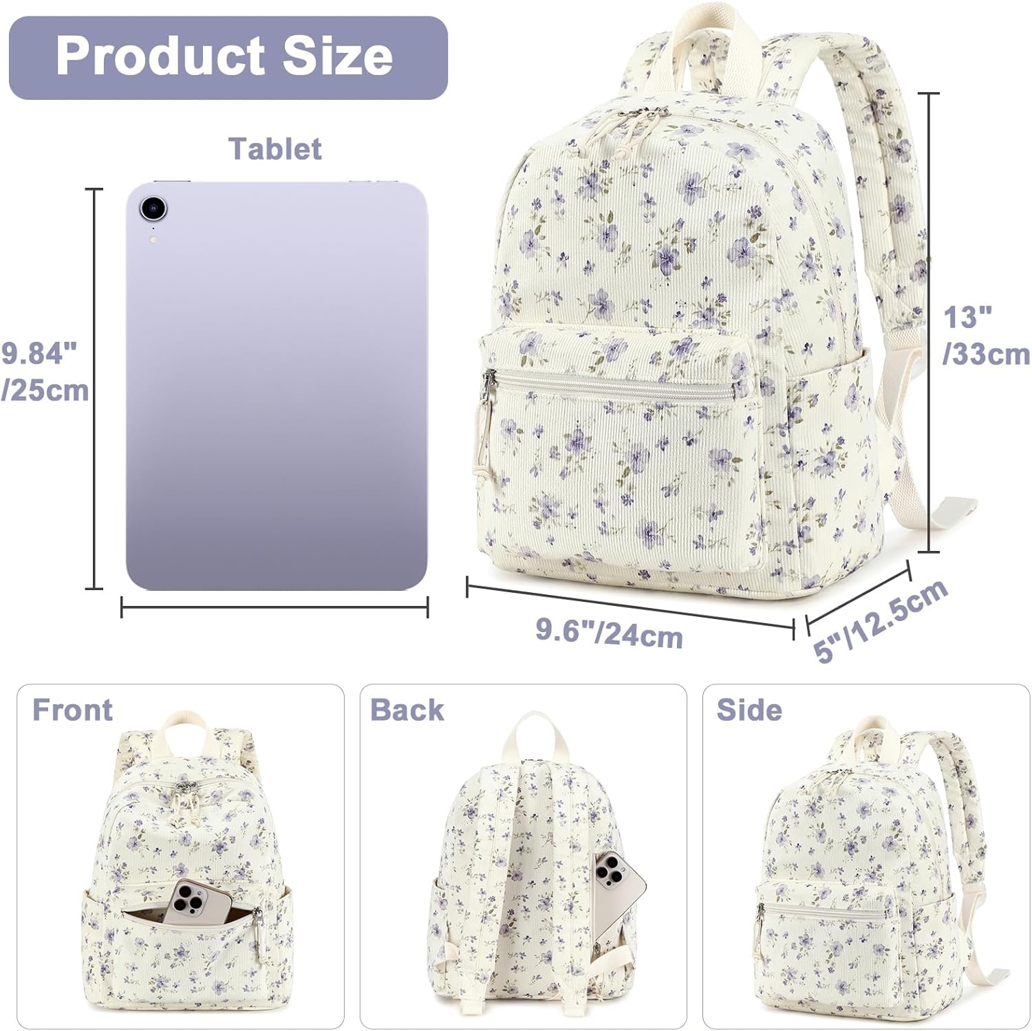 image:imageBTOOP Mini Backpack Women Girls Waterresistant Small Backpack Purse Shoulder Bag for Womens Adult Kids School TravelPurple Floral201