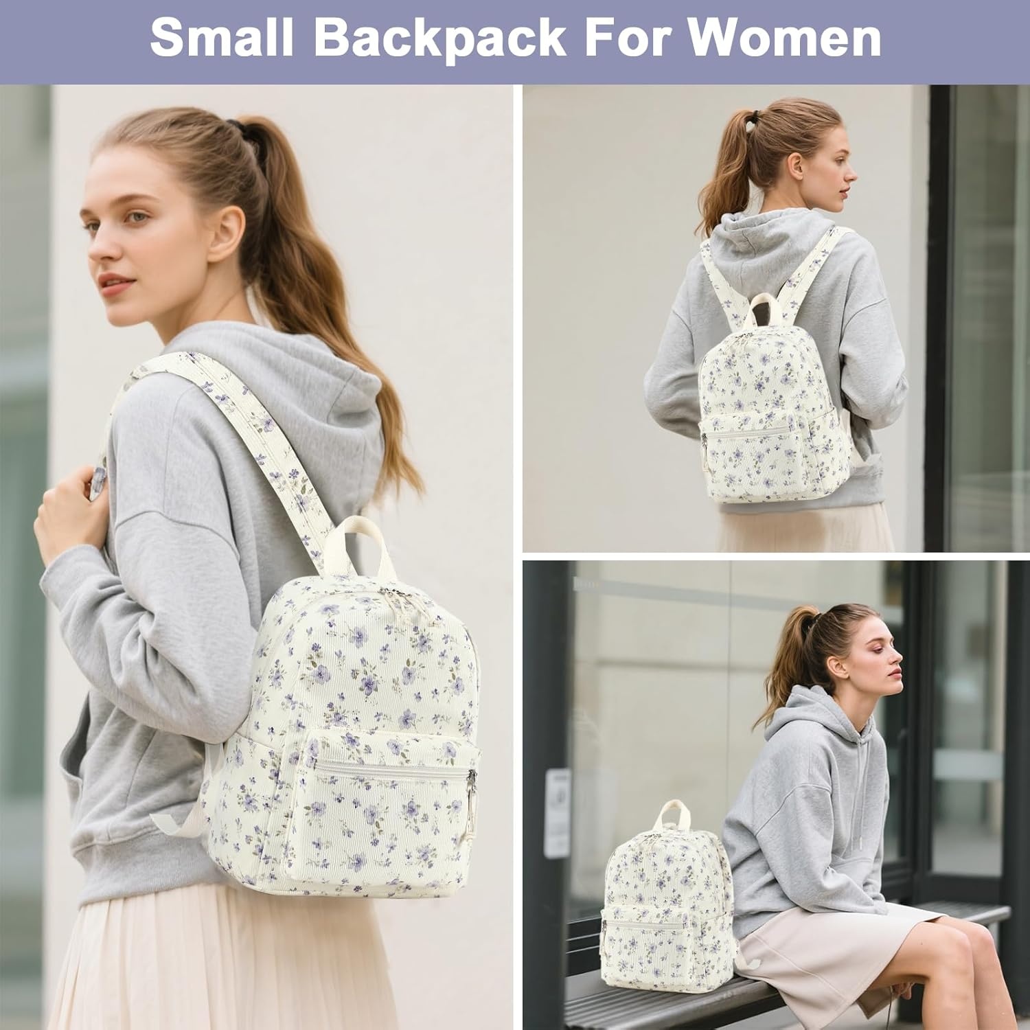 image:imageBTOOP Mini Backpack Women Girls Waterresistant Small Backpack Purse Shoulder Bag for Womens Adult Kids School TravelPurple Floral201