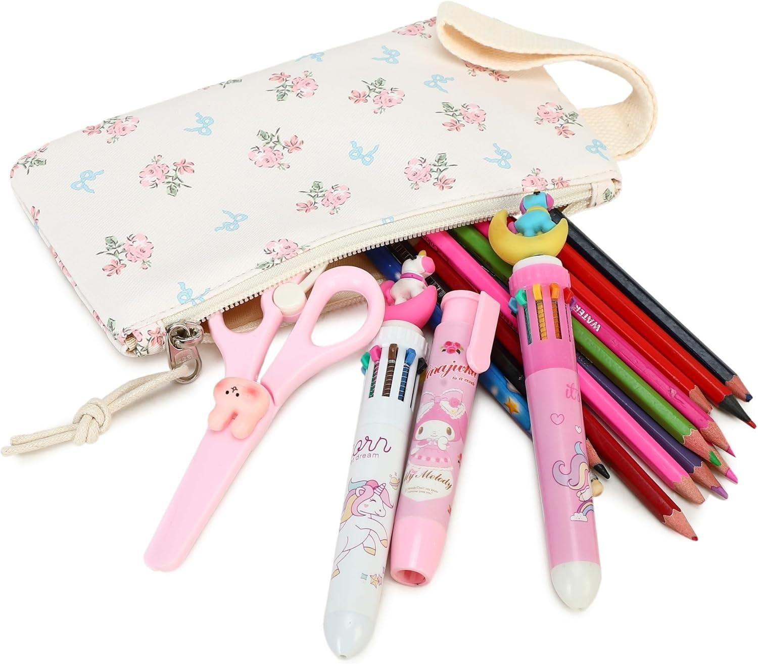 image:imageBTOOP School Backpack for Girls Kids Teens Cute School Bookbag Set with Insulated Lunch Box Pencil CaseBlue Bowpink Flower