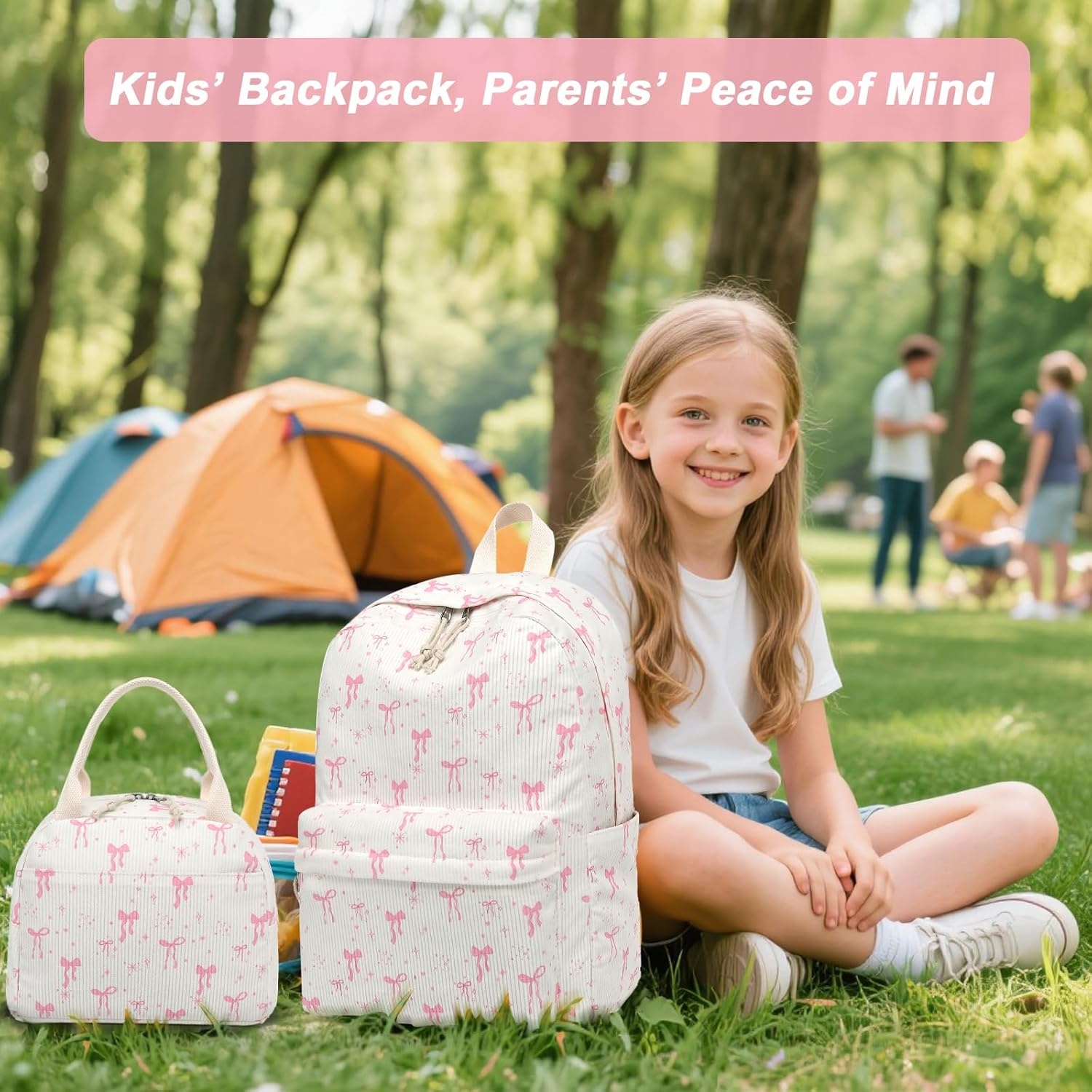 image:imageBTOOP School Backpack for Teens Large Corduroy Bookbag Lightweight 156 inch Laptop Bag for Girls Women Casual High School CollegeApink Bow