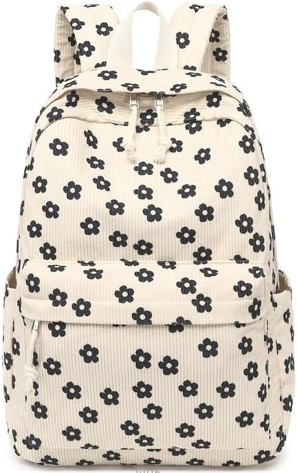 image:imageBTOOP School Backpack for Teens Large Corduroy Bookbag Lightweight 156 inch Laptop Bag for Girls Women Casual High School CollegeBeige Floral