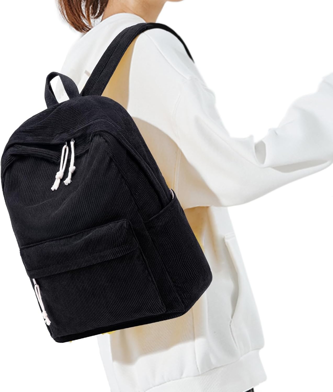 image:imageBTOOP School Backpack for Teens Large Corduroy Bookbag Lightweight 156 inch Laptop Bag for Girls Women Casual High School CollegeBlack