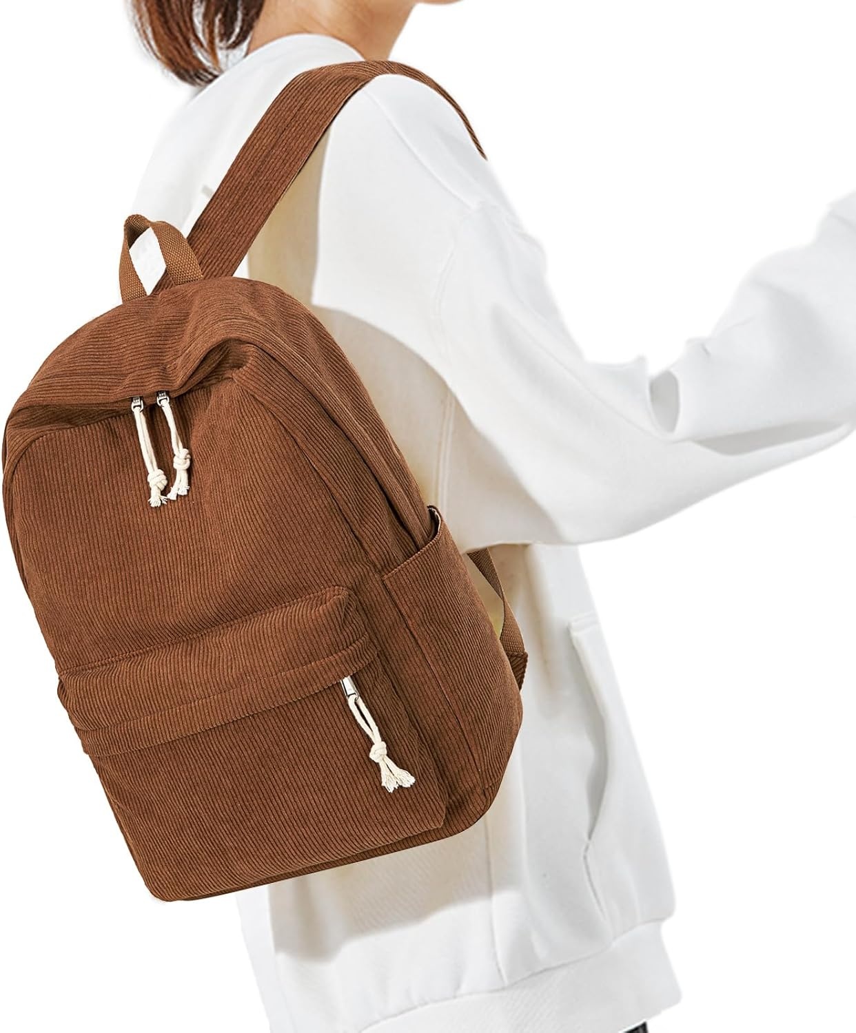 image:imageBTOOP School Backpack for Teens Large Corduroy Bookbag Lightweight 156 inch Laptop Bag for Girls Women Casual High School CollegeCorduroycoffee