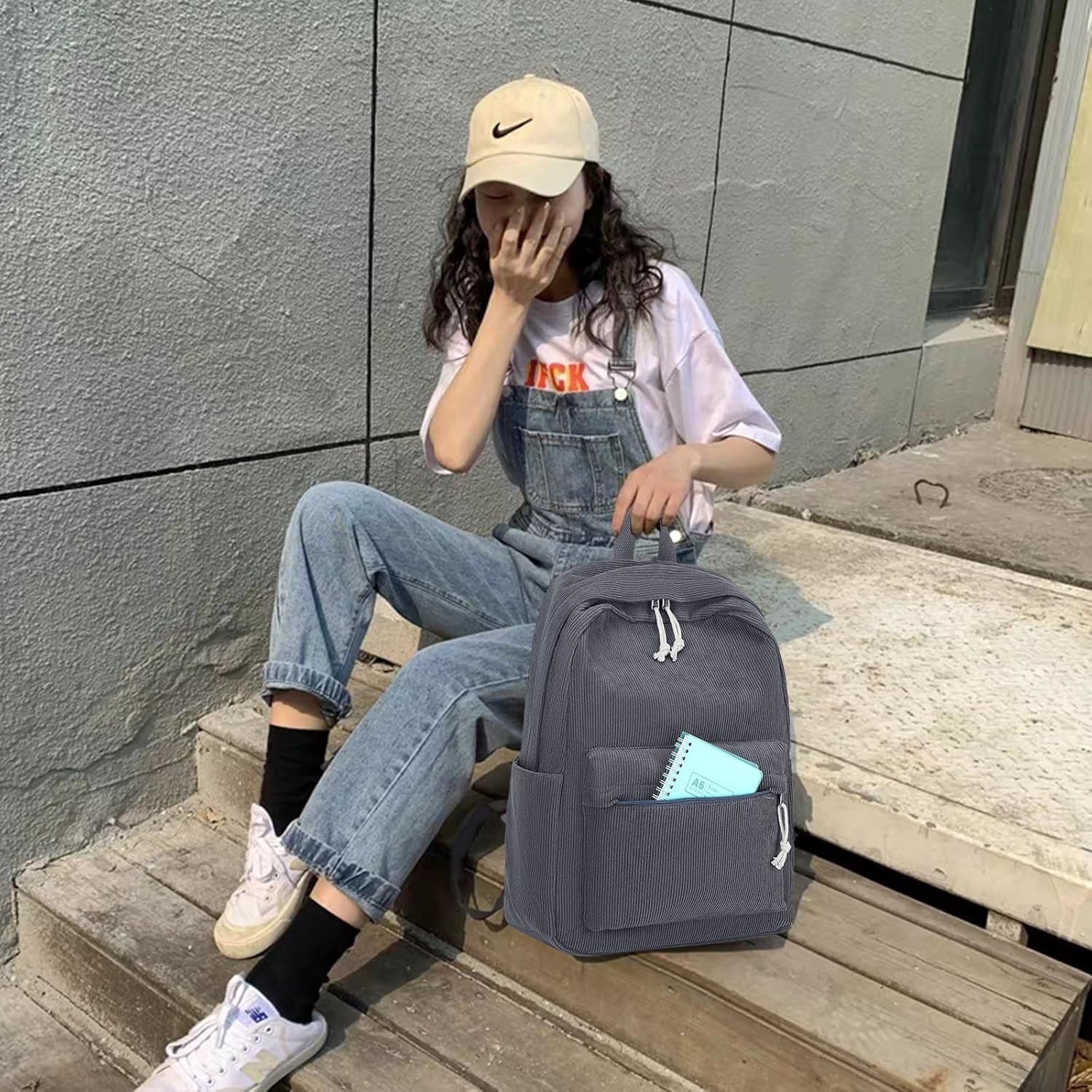 image:imageBTOOP School Backpack for Teens Large Corduroy Bookbag Lightweight 156 inch Laptop Bag for Girls Women Casual High School CollegeCorduroygrey