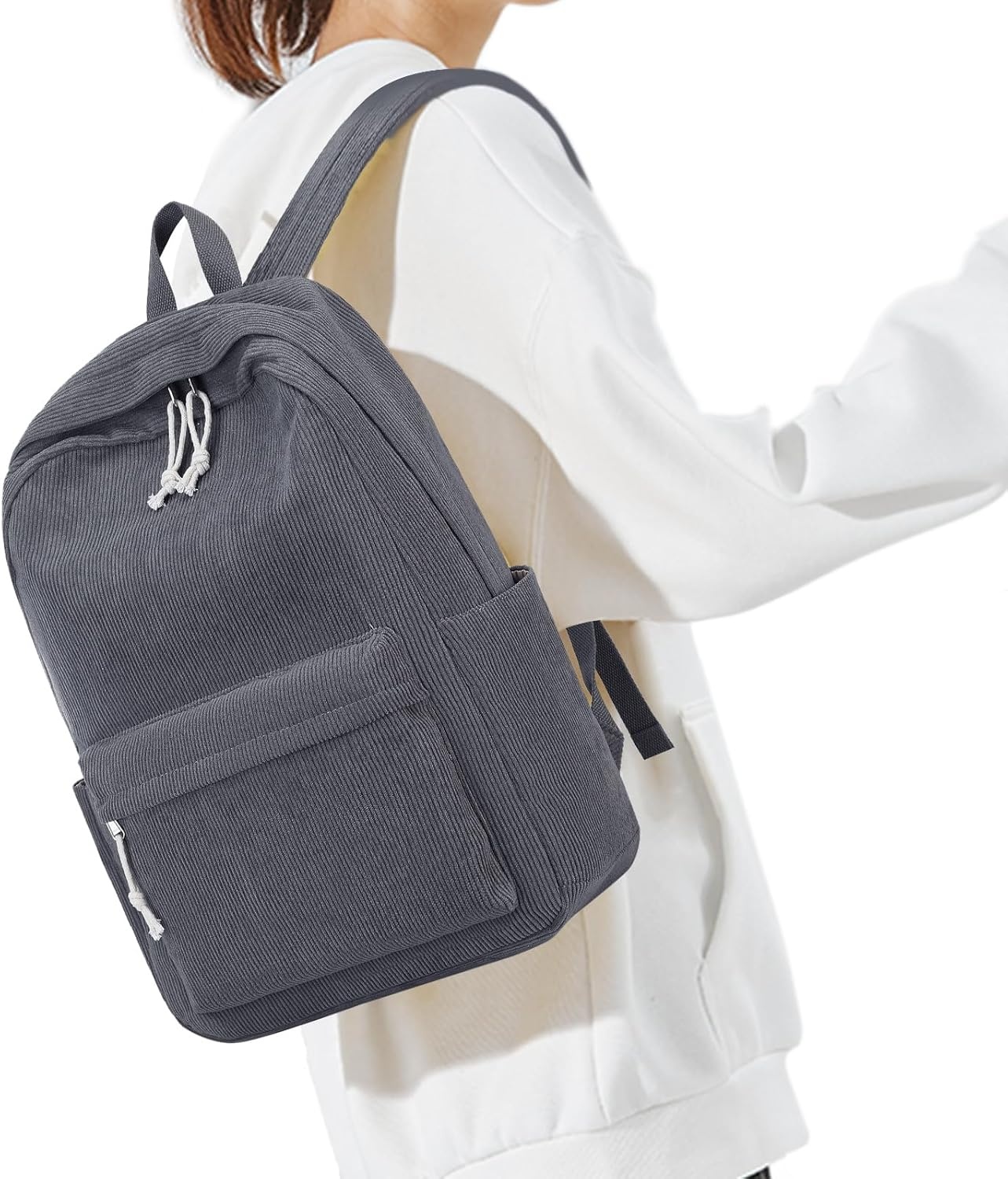 image:imageBTOOP School Backpack for Teens Large Corduroy Bookbag Lightweight 156 inch Laptop Bag for Girls Women Casual High School CollegeCorduroygrey