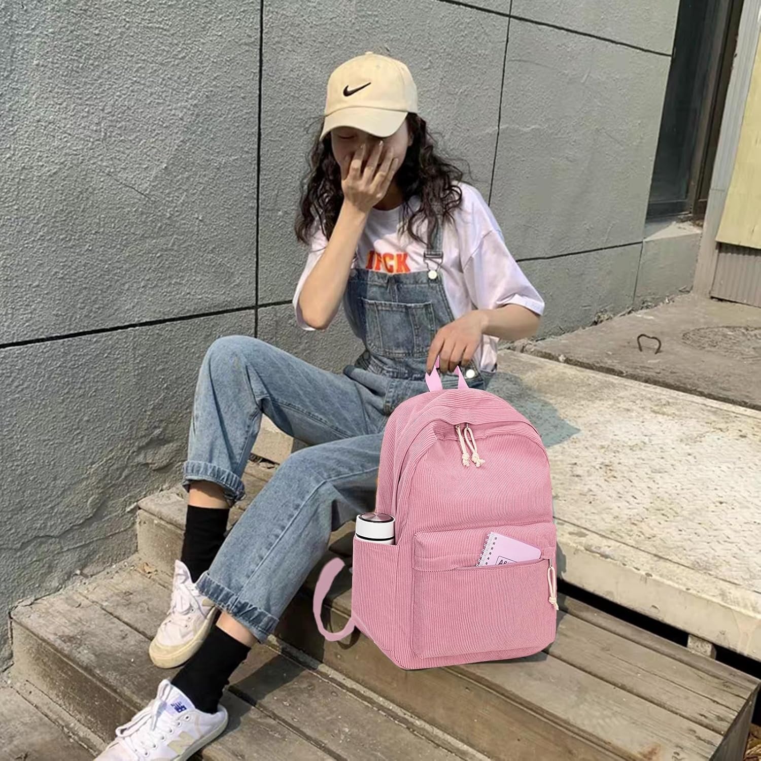 image:imageBTOOP School Backpack for Teens Large Corduroy Bookbag Lightweight 156 inch Laptop Bag for Girls Women Casual High School CollegeCorduroypink