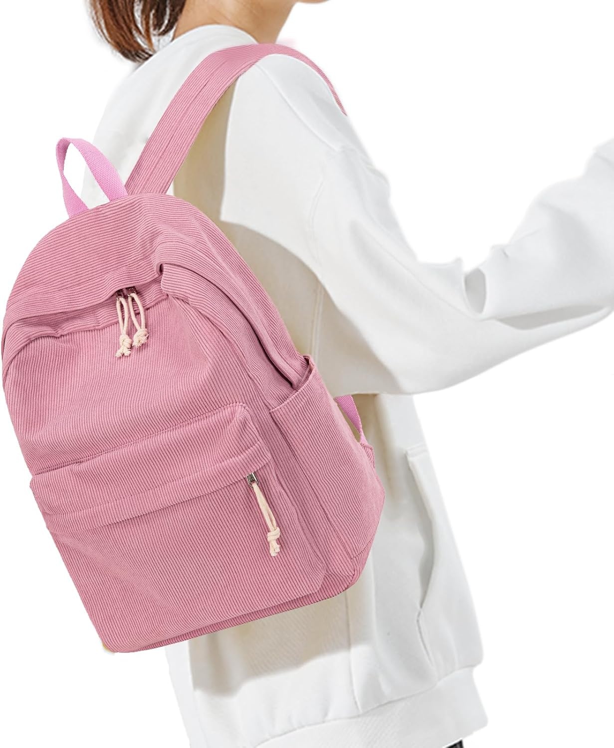 image:imageBTOOP School Backpack for Teens Large Corduroy Bookbag Lightweight 156 inch Laptop Bag for Girls Women Casual High School CollegeCorduroypink