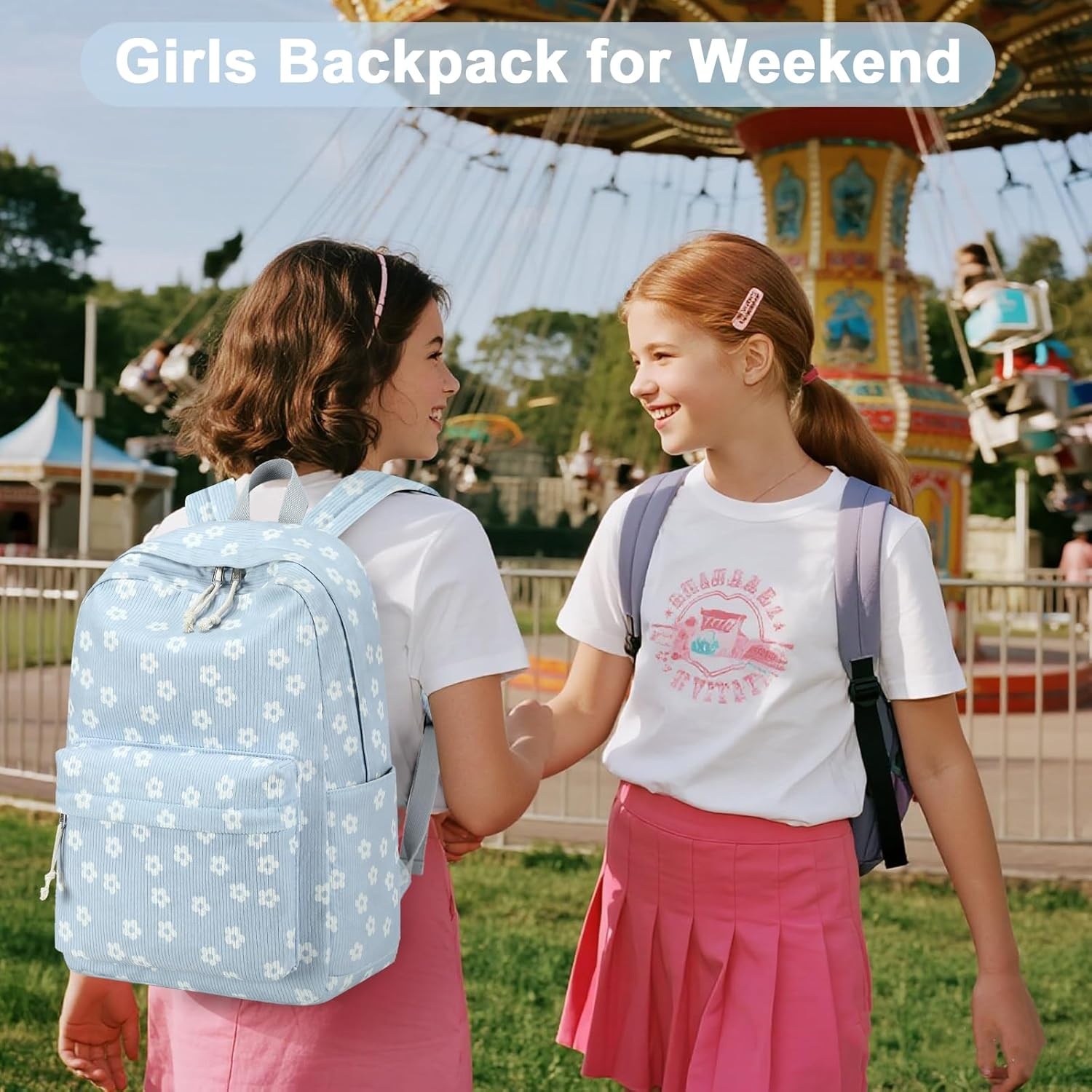 image:imageBTOOP School Backpack for Teens Large Corduroy Bookbag Lightweight 156 inch Laptop Bag for Girls Women Casual High School CollegeCute Floralblue