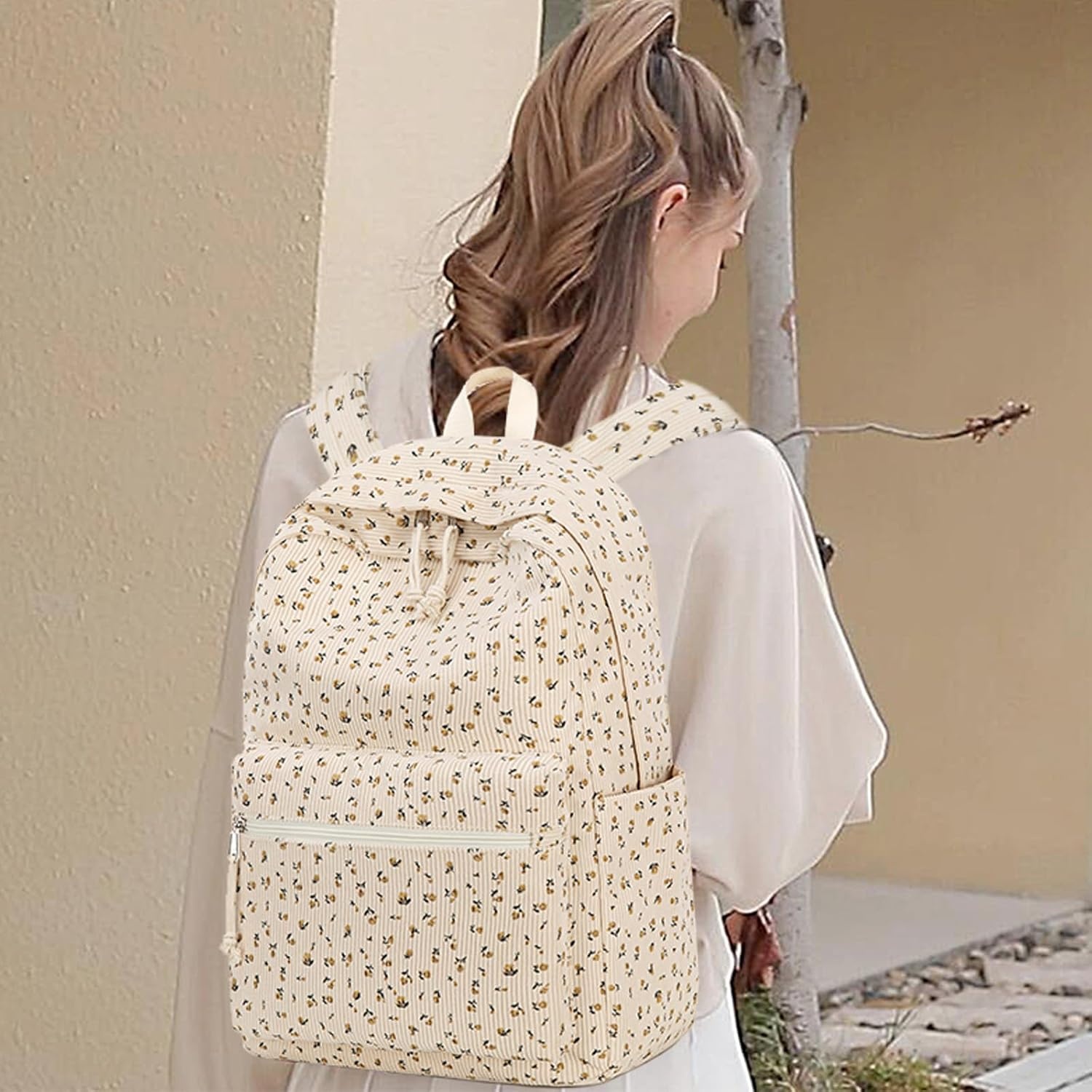 image:imageBTOOP School Backpack for Teens Large Corduroy Bookbag Lightweight 156 inch Laptop Bag for Girls Women Casual High School CollegeFloralcorduroy