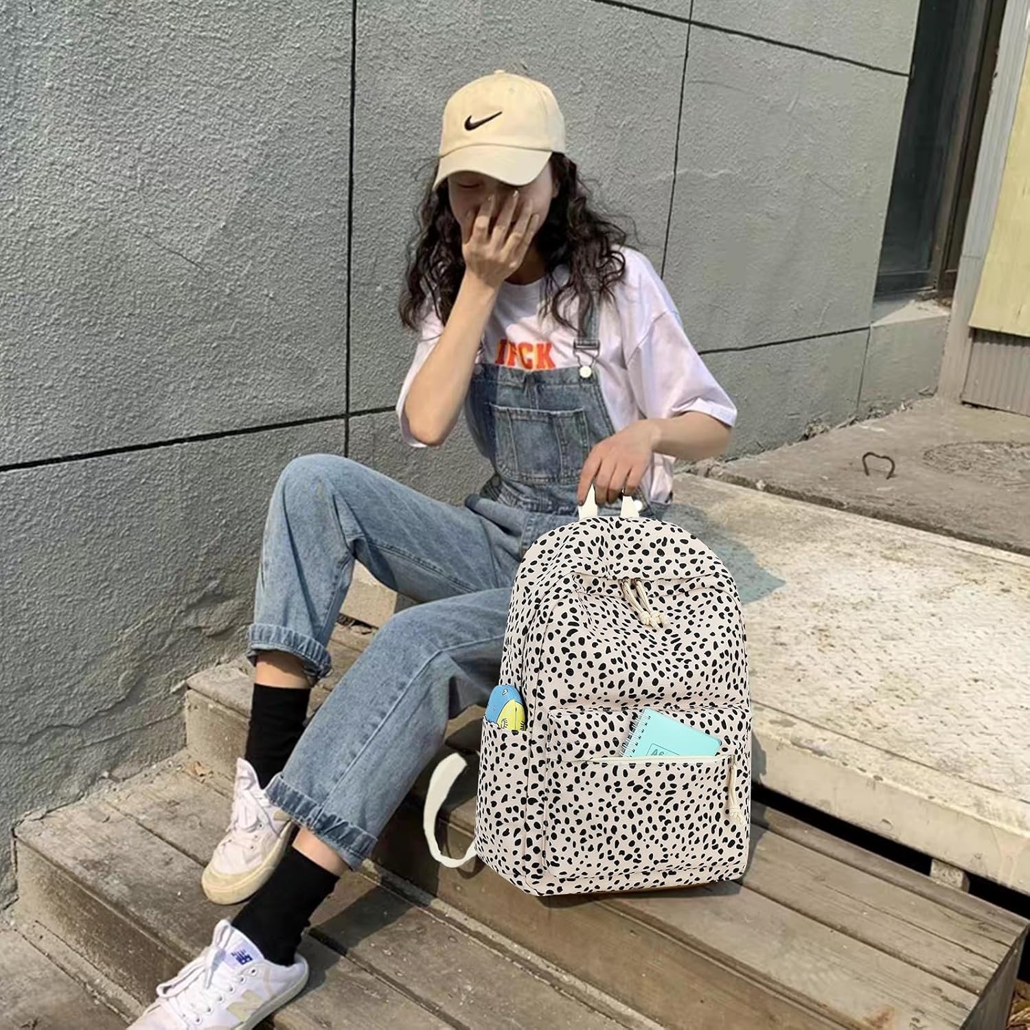 image:imageBTOOP School Backpack for Teens Large Corduroy Bookbag Lightweight 156 inch Laptop Bag for Girls Women Casual High School CollegeLeopardapricot