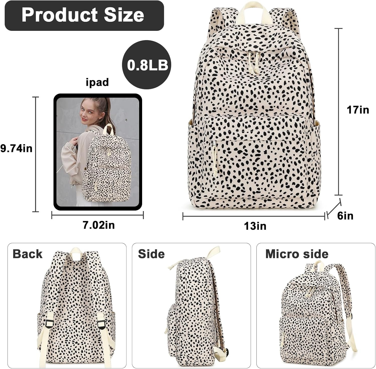 image:imageBTOOP School Backpack for Teens Large Corduroy Bookbag Lightweight 156 inch Laptop Bag for Girls Women Casual High School CollegeLeopardapricot