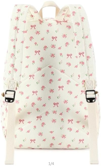 image:imageBTOOP School Backpack for Teens Large Corduroy Bookbag Lightweight 156 inch Laptop Bag for Girls Women Casual High School CollegePink Bow Floral