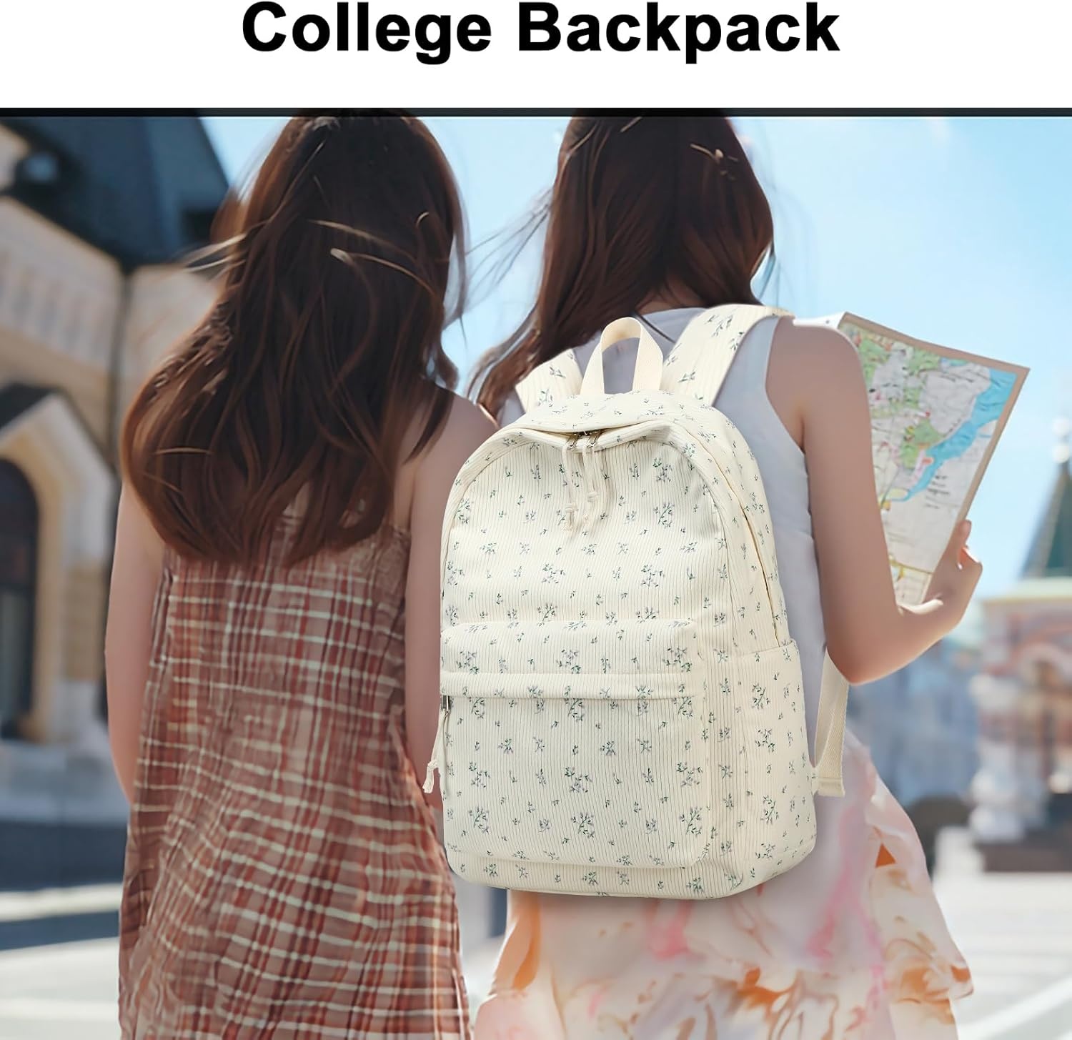 image:imageBTOOP School Backpack for Teens Large Corduroy Bookbag Lightweight 156 inch Laptop Bag for Girls Women Casual High School CollegePurpleflower