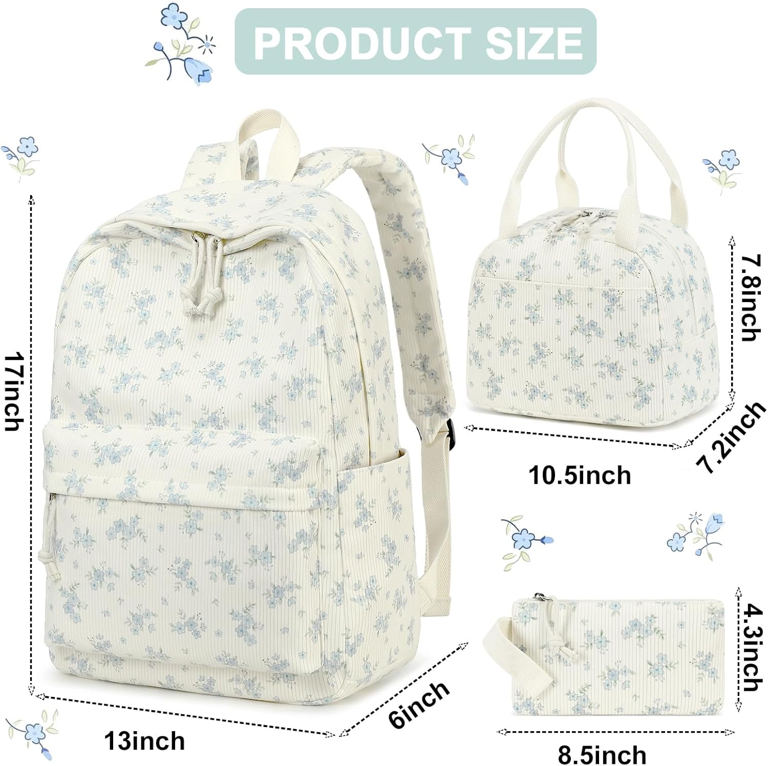 image:imageBTOOP School Backpacks for Teen Girls Bookbags Lightweight Kids Backpack School Bags Set with Lunch Box Pencil CaseBlue